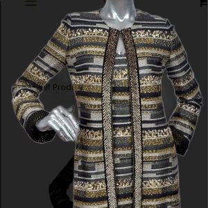 New St. John Cavier/Gold Tweed Knit Jacket size 4